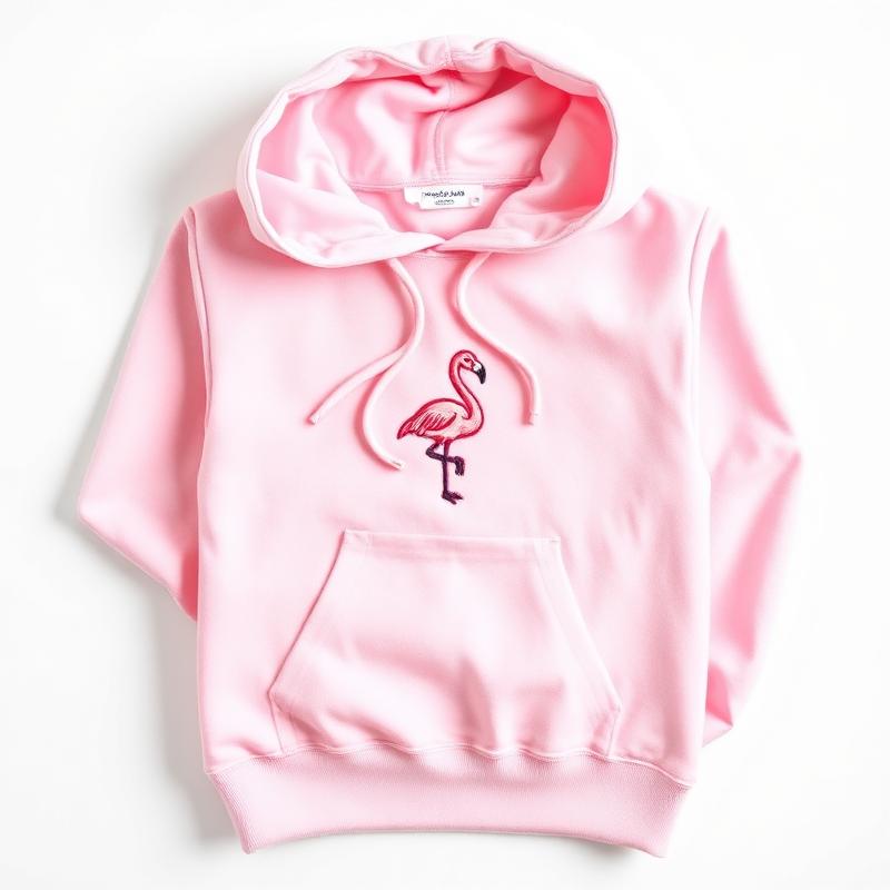 Flamingo Embroidered Hoodie Blush